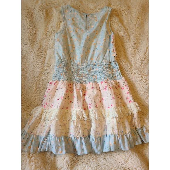 Hannah Banana Boho Cottage Core vintage Smocked Floral dress size 10 - Picture 5 of 5